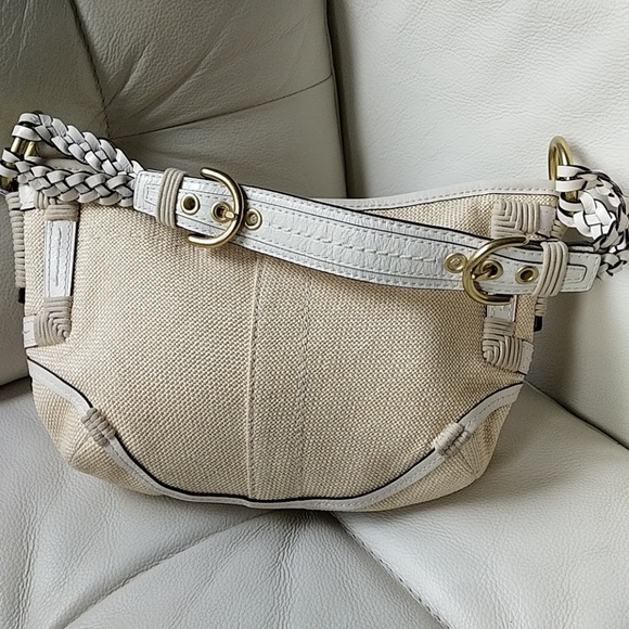 Coach Handbags - COACH LEATHER AND STRAW BAG